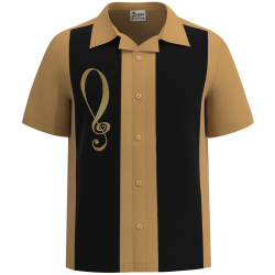 Gold Record ~ Music & Band Shirt – Designer Dressy Polyester Stage Button Down Shirt