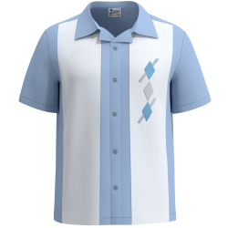 The Argyle Lounge ~ Vintage Embroidred Two Tone Bowling Shirt