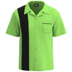 Lime Green & Black Retro Bowling Shirt - Team Sportswear Essential