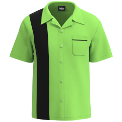 Retro Classic Style: Men’s "Shock" Lime Green and Black Bowling Shirt