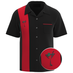 Red Hot Martini - Stylish Martini Inspired Retro Bowling Shirt
