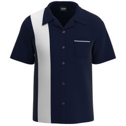 Retro Classic Style: Men’s "Shock" Navy and White Bowling Shirt