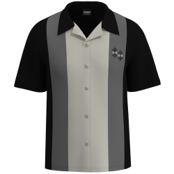 Black Platinum Bowling Shirt - Diamond Detail & Charcoal Sleeves