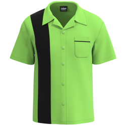 Retro Classic Style: Men’s "Shock" Neon Lime Green and Black Bowling Shirt