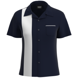 Retro Classic Style: Women’s "Shock" Navy and White Bowling Shirt