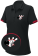 Women's black deep red bowling team polo shirt - customizable performance short sleeve polo with strike ball and pins logo