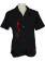 Womens Black Red Retro Star Embroidered Bowling Camp Shirt