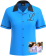 Customizable women's bowling shirt in turquoise and black; features a large script initial embroidery, perfect for themed bowling teams and retro events.