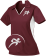 Women's maroon white bowling polo shirt - customizable short sleeve performance polo with sporty bowling player silhouette logo