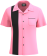 Women's Pink & Black Retro Bowling Shirt: Chic & Classic Design