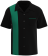 Retro Classic Style Men’s Shock Black and Kelly Green Bowling Shirt - Sleek black with Kelly green panel, functional pocket, and solid black back for custom team personalization.