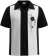 Don Draper style black and white bowling shirt with Cuban collar