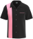 Retro Classic Style Black and Pink Bowling Shirts - Matching Men's and Women's set with vibrant pink panels and solid black backs for team personalization