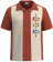 Men's rust and cream camp collar bowling shirt with starburst embroidery