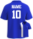 Custom royal blue team bowling shirts with personalized names and player numbers on the back