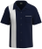 Navy & White Retro Bowling Shirt: Timeless Style for the Lanes