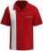 Red & White Retro Bowling Shirt: Timeless Two-Tone Design for Teams