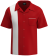 Retro Classic Style Men’s Shock Red and White Bowling Shirt - Bold red with white panel. Custom printing available on back, pocket, and panel for a total team look.