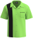 Short-sleeved men's 1950s style bowling shirt in lime green with black accents, ideal for custom team embroidery and screen printing.