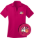 Women's hot pink bowling team polo shirt - customizable performance short sleeve polo with strike ball and pins logo